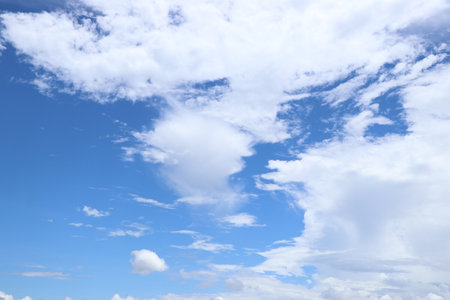 Clear blue color sky with white cloud background