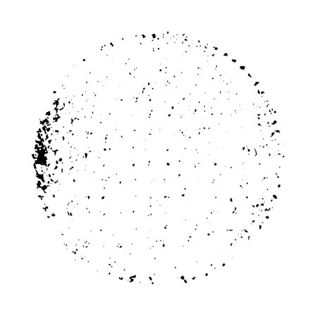 Black color of grunge textured in circle or round shape on white  backgroundのイラスト素材