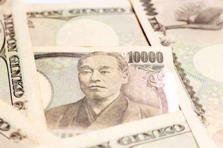 Group of Japanese banknote 10000 yen backgroundの写真素材