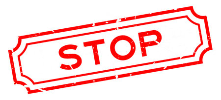Grunge red stop word rubber seal stamp on white backgroundのイラスト素材