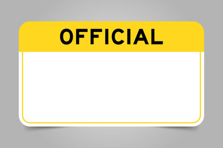 Label banner that have yellow headline with word official and white copy space, on gray backgroundのイラスト素材