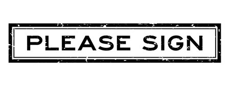 Grunge black please sign word square rubber seal stamp on white bacckgroundのイラスト素材