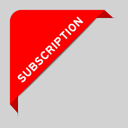 Red color of corner label banner with word subscription on gray backgroundのイラスト素材