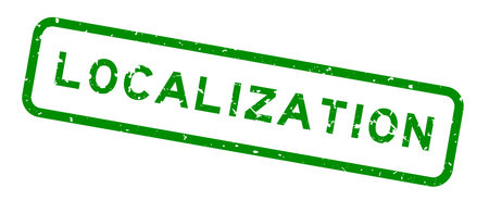 Grunge green localization word square rubber seal stamp on white backgroundのイラスト素材