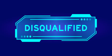 Futuristic hud banner that have word disqualified on user interface screen on blue backgroundのイラスト素材