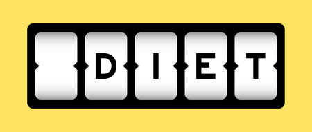 Black color in word diet on slot banner with yellow color backgroundのイラスト素材
