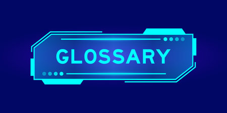 Futuristic hud banner that have word glossary on user interface screen on blue backgroundのイラスト素材