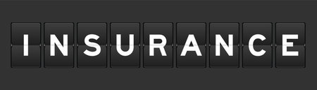 Black color analog flip board with word insurance on gray backgroundのイラスト素材