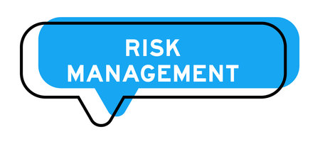 Speech banner and blue shade with word risk management on white backgroundのイラスト素材
