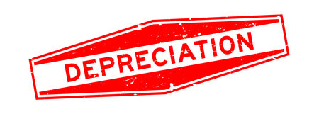 Grunge red depreciation word hexagon rubber seal stamp on white backgroundのイラスト素材