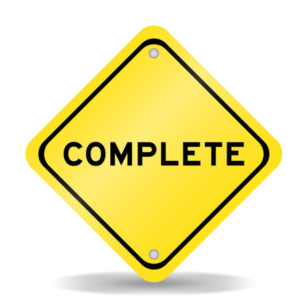 Yellow color transportation sign with word complete on white backgroundのイラスト素材