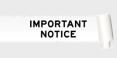 Ripped gray paper background that have word important notice under torn partのイラスト素材