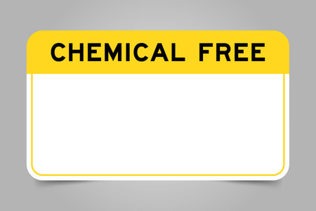 Label banner that have yellow headline with word chemical free and white copy space, on gray backgroundのイラスト素材