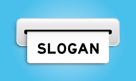 White coupon banner with word slogan from machine on blue color backgroundのイラスト素材