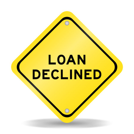 Yellow color transportation sign with word loan denied on white backgroundのイラスト素材