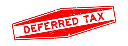 Grunge red deferred tax word hexagon rubber seal stamp on white backgroundのイラスト素材