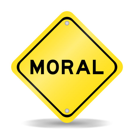 Yellow color transportation sign with word moral on white backgroundのイラスト素材
