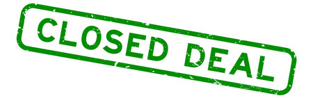 Grunge green closed deal word square rubber seal stamp on white backgroundのイラスト素材