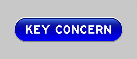 Blue color capsule shape button with word key concern on gray background
