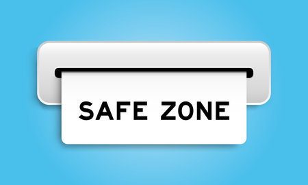White coupon banner with word safe zone from machine on blue color backgroundのイラスト素材