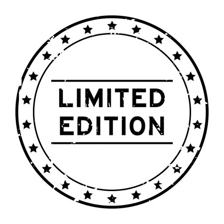 Grunge black limited edition word round seal stamp on white backgroundのイラスト素材