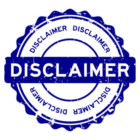 Grunge blue disclaimer word round seal stamp on white backgroundのイラスト素材
