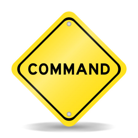 Yellow color transportation sign with word command on white backgroundのイラスト素材