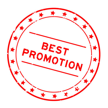 Grunge red best promotion word round rubber seal stamp on white backgroundのイラスト素材