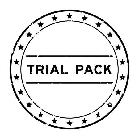 Grunge black trial pack word round rubber seal stamp on white backgroundのイラスト素材