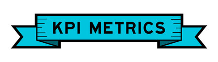 Ribbon label banner with word KPI (Abbreviation of key performance indicator) metrics in blue color on white backgroundのイラスト素材