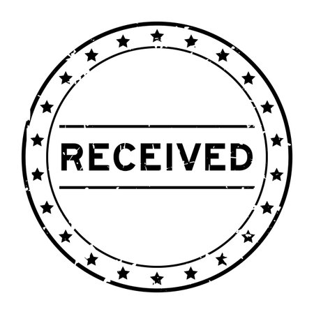 Grunge black received word round rubber seal stamp on white backgroundのイラスト素材
