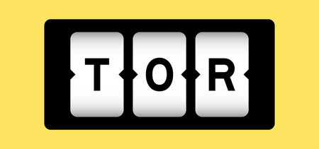 Black color in word TOR (abbreviation of terms of reference) on slot banner with yellow color...