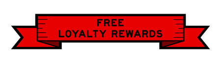 Ribbon label banner with word free loyalty rewards in red color on white background