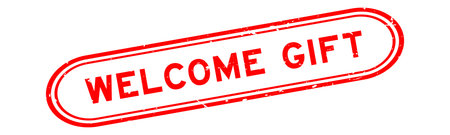 Grunge red welcome gift word rubber seal stamp on white backgroundのイラスト素材