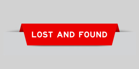 Red color inserted label with word lost and found on gray backgroundのイラスト素材