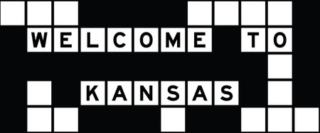Alphabet letter in word welcome to kansas on crossword puzzle backgroundのイラスト素材