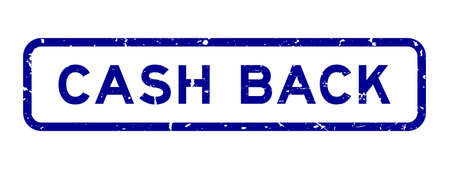 Grunge blue cash back word square rubber seal stamp on white backgroundのイラスト素材