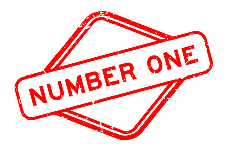 Grunge red number one word rubber seal stamp on white backgroundのイラスト素材