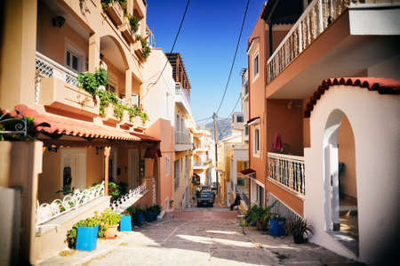 Beautiful greece, wonderful island and sea. Old townの写真素材