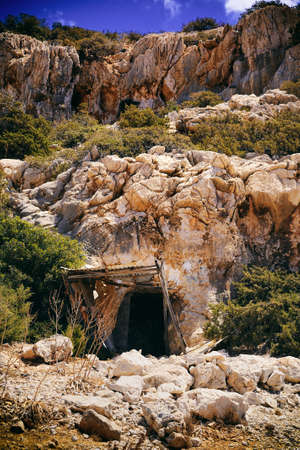 Beautiful greece, wonderful island and sea. Montain, caveの写真素材