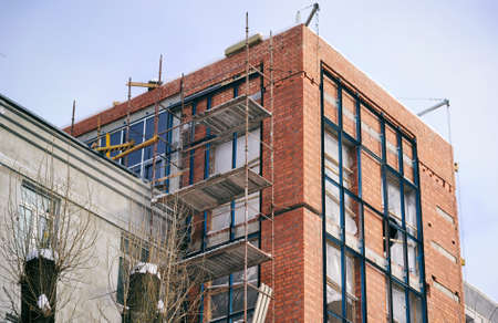 Big house on construction siteの写真素材