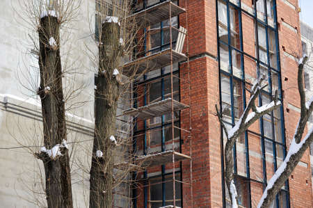 Big house on construction siteの写真素材