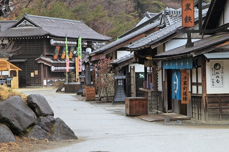 NIKKO, JAPAN - MARCH 2, 2014: Nikko Edomura (Edo Wonderland) is a history theme park recreating Japanese town life during the Edo Period (1603-1868).のeditorial素材