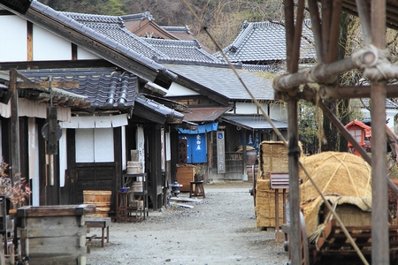 NIKKO, JAPAN - MARCH 2, 2014: Nikko Edomura (Edo Wonderland) is a history theme park recreating Japanese town life during the Edo Period (1603-1868).のeditorial素材