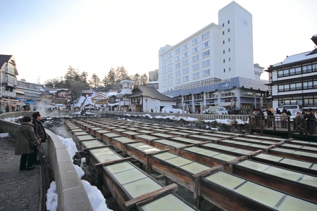 Kusatsu Onsen is one of Japan most famous hot spring resorts and is blessed with large volumes of high quality hot spring water said to cure every illness but lovesickness.のeditorial素材