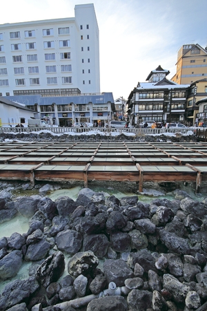 Kusatsu Onsen is one of Japan most famous hot spring resorts and is blessed with large volumes of high quality hot spring water said to cure every illness but lovesickness.のeditorial素材