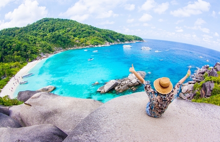 Beautiful crystal clear sea at tropical island Similan island Andaman sea Thailandの写真素材