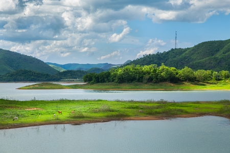 Kaeng Krachan Dam  Reservoir. Kaeng Krachan national park Phetchaburi Thailand.の写真素材