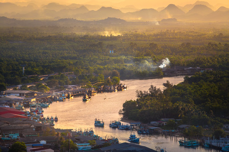 A beautiful sunset at viewpoint of Khao matsee in Chumphon  Thailandのeditorial素材