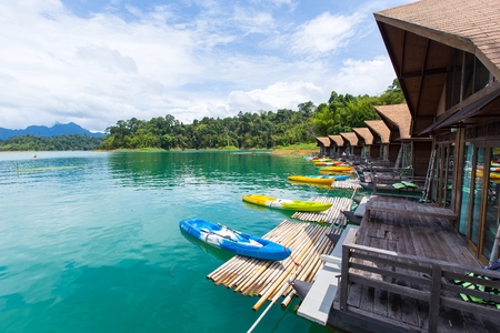 Beautiful mountains and river natural attractions in Ratchaprapha Dam at Khao Sok National Park Surat Thani Province Thailand.のeditorial素材